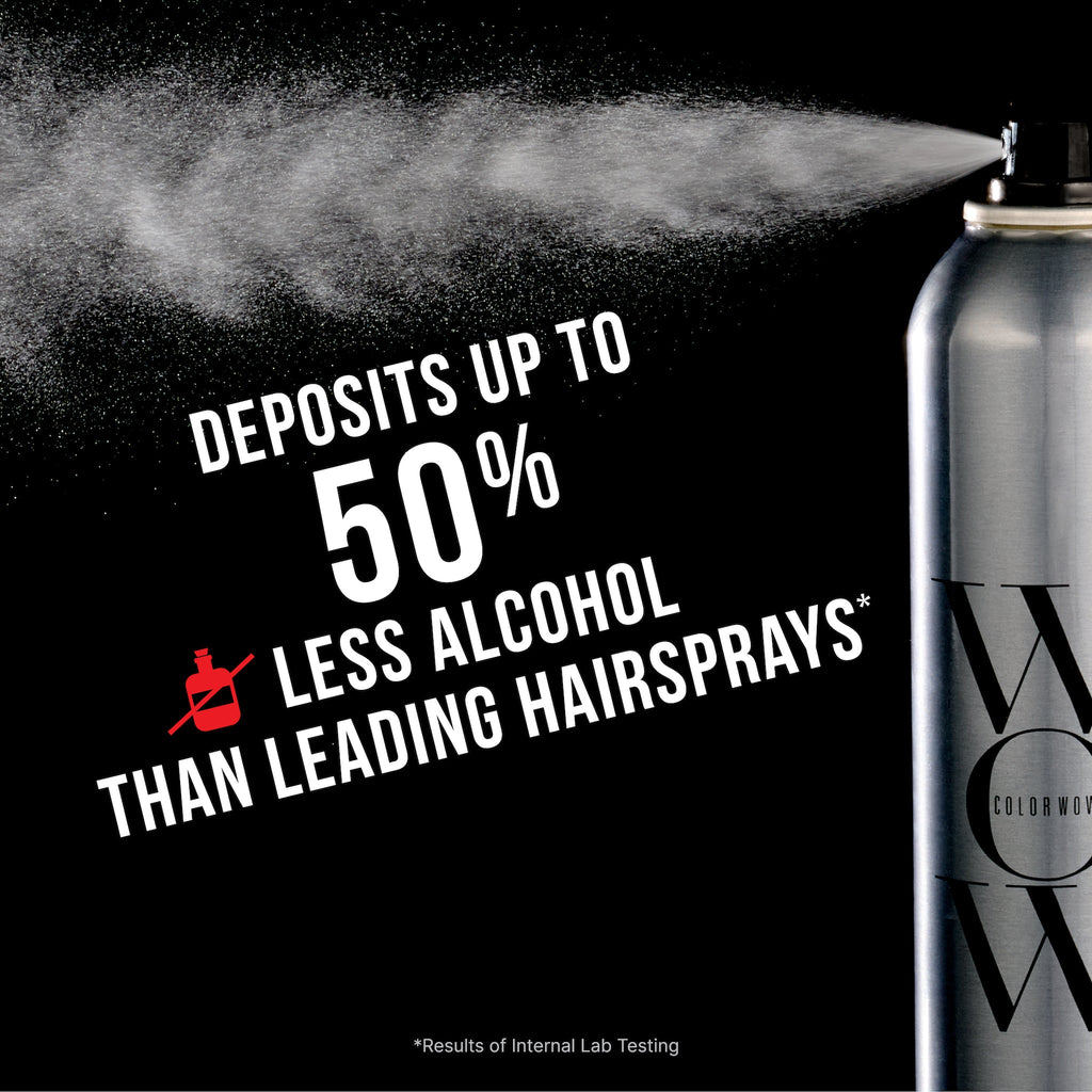 **"DEPOSITS UP TO 50% LESS ALCOHOL THAN LEADING HAIRSPRAYS\*"**  

\*Results of internal lab testing