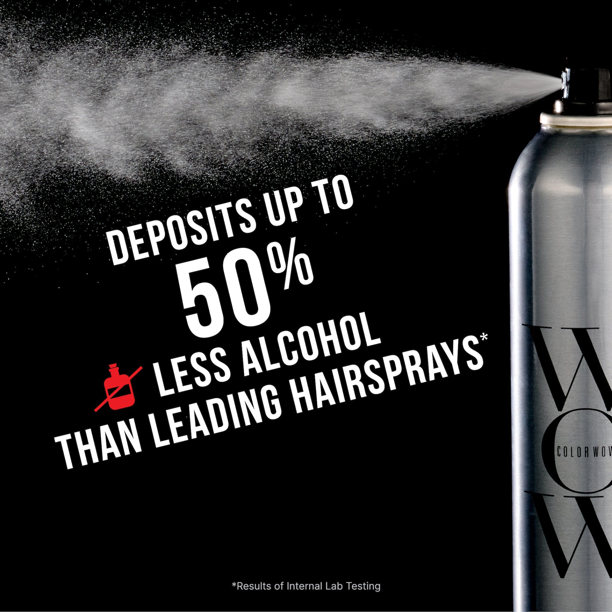 **"DEPOSITS UP TO 50% LESS ALCOHOL THAN LEADING HAIRSPRAYS\*"**  

\*Results of internal lab testing