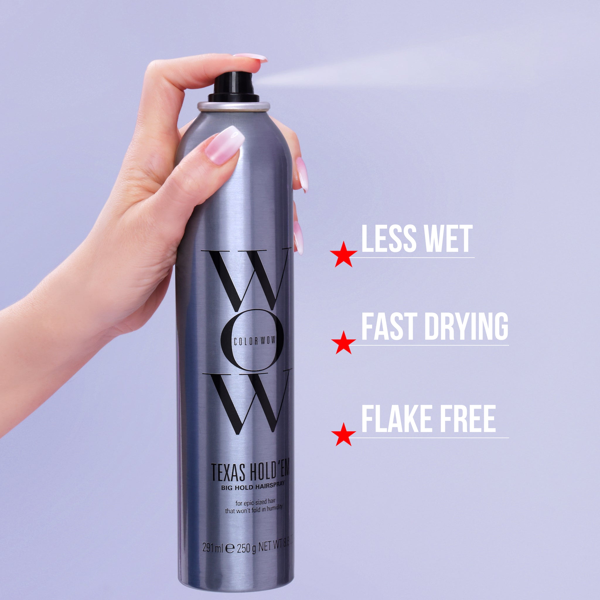 Color Wow Texas Hold 'Em Strong Hold Hairspray: Less Wet, Fast Drying, Flake Free
