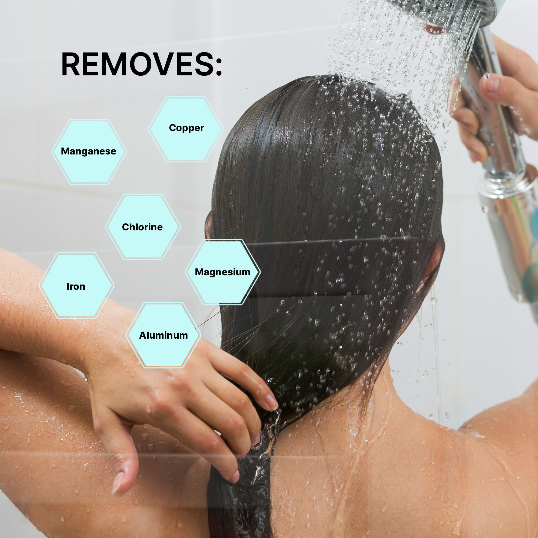 Removes copper, manganese, chlorine, iron, magnesium, and aluminum. 